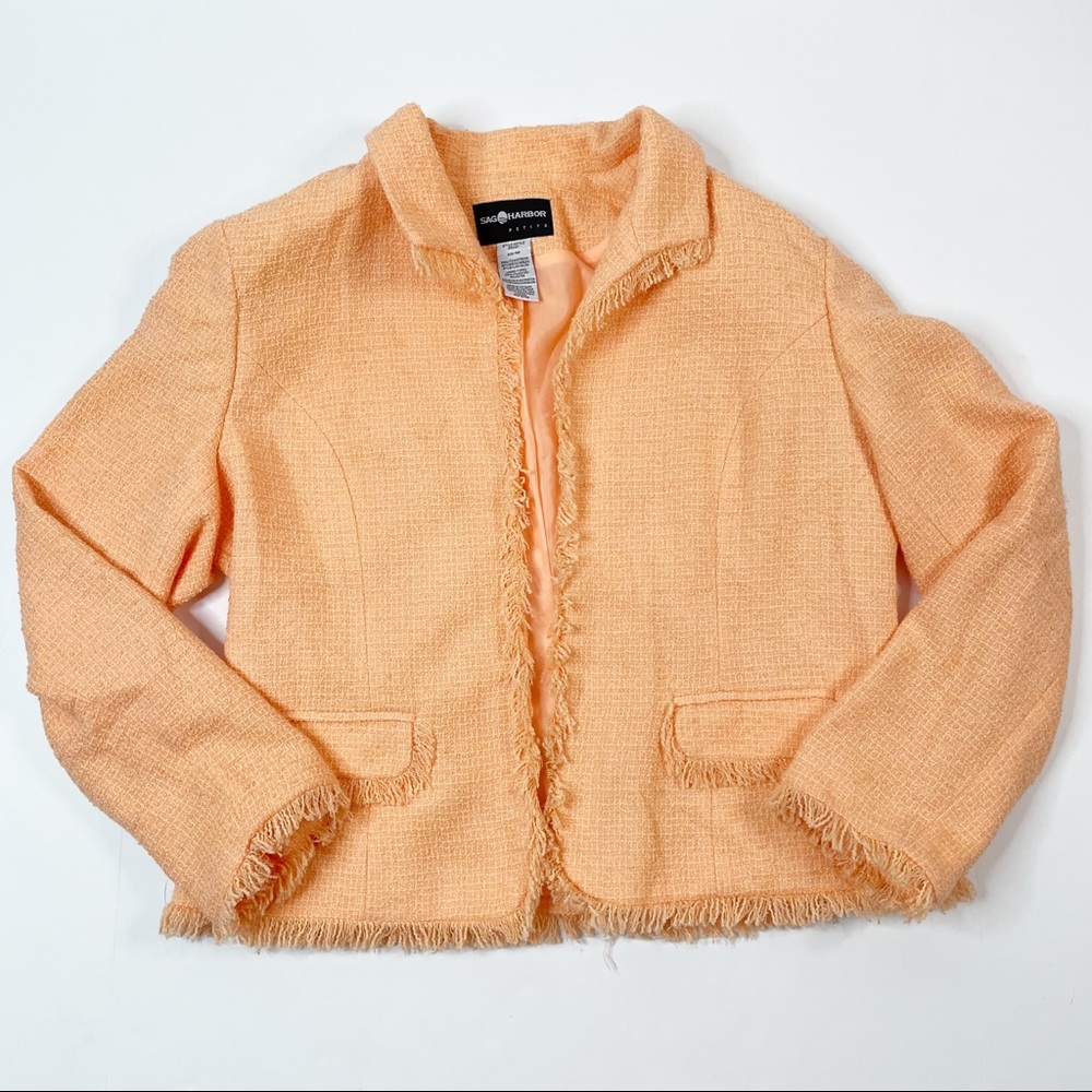 Vintage Orange Tweed Jacket with Fringe